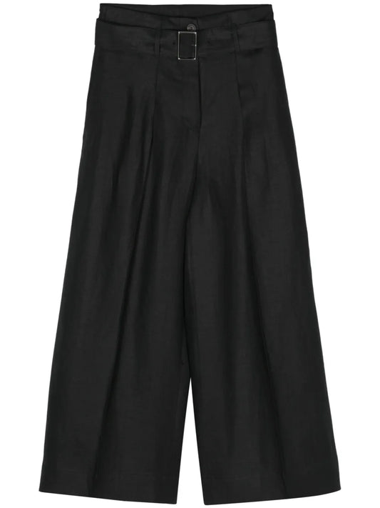 Cropped Linen Palazzo Pants