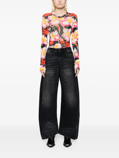 Side-Stripe Wide-Leg Jeans