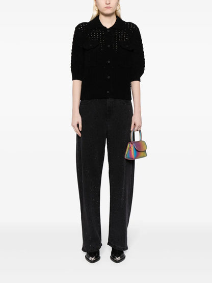 Short-Sleeve Knitted Cardigan