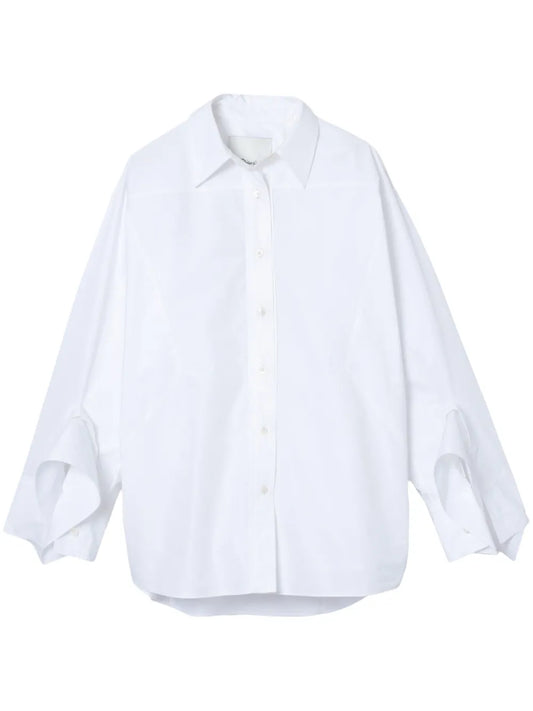 Draped-Cuff Poplin Shirt