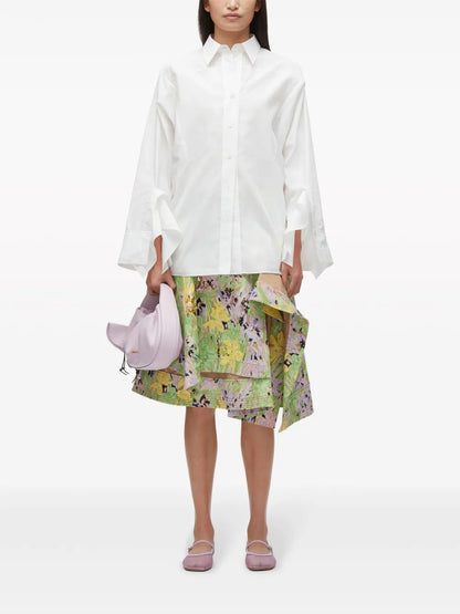 Draped-Cuff Poplin Shirt