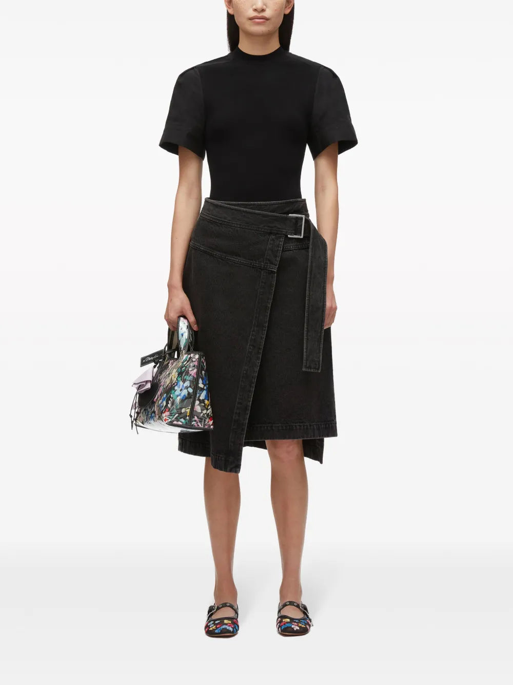 Panelled Fine-Ribbed T-Shirt