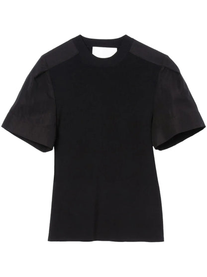 Panelled Fine-Ribbed T-Shirt
