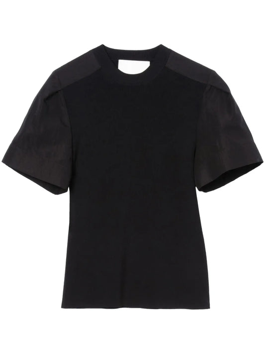 Panelled Fine-Ribbed T-Shirt