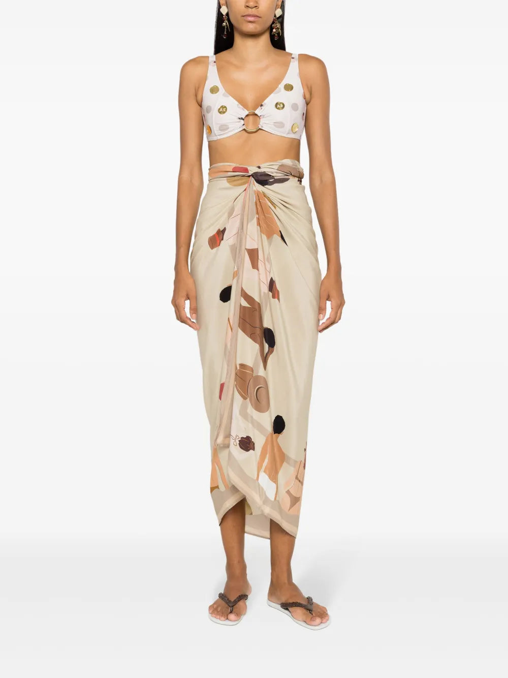 Graphic-Print Silk Cover-Up