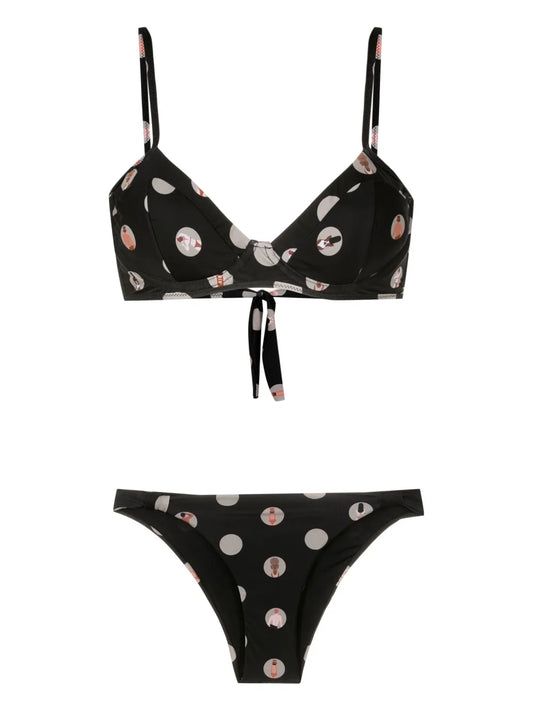 Graphic-Print Underwire Bikini