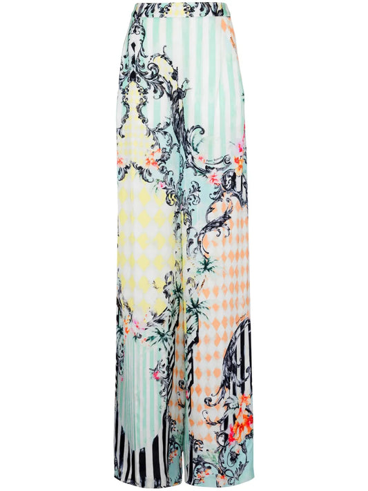 Baroque-Print Palazzo Trousers