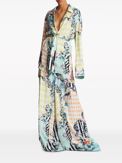Baroque-Print Palazzo Trousers