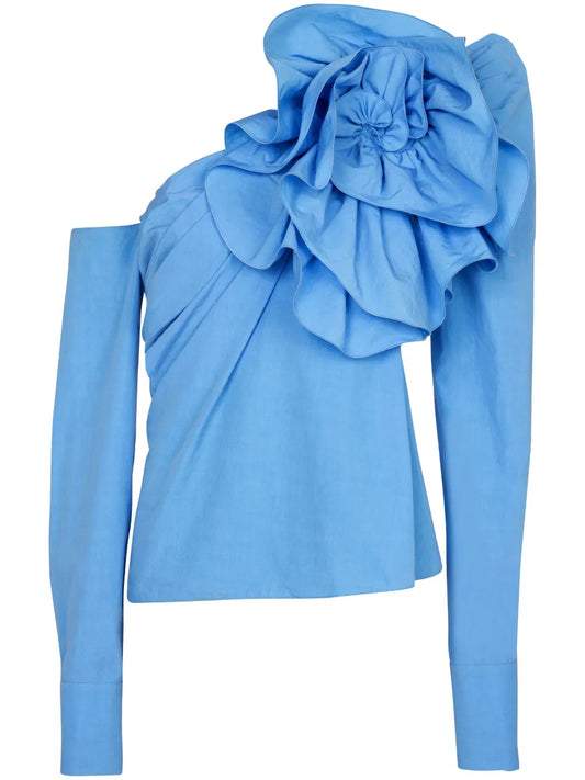 Ruffle-Detailed Asymmetric Blouse