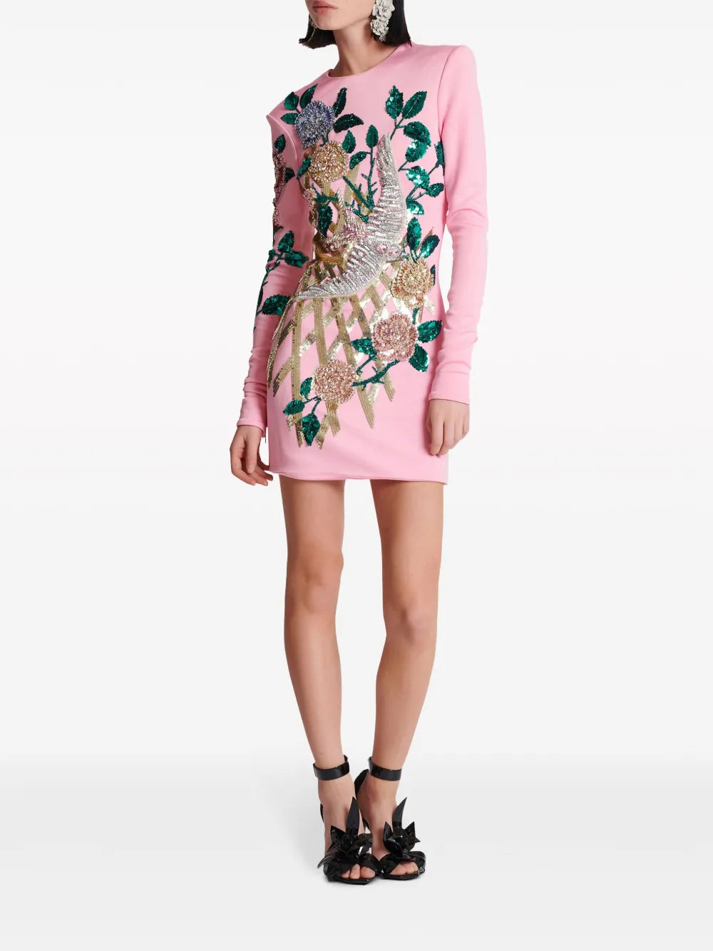 Long-Sleeved Sequinned Minidress
