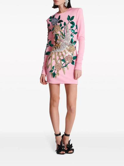 Long-Sleeved Sequinned Minidress