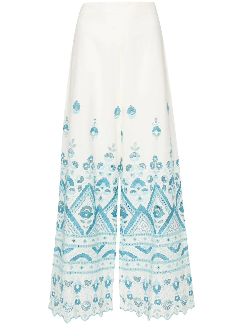 Embroidered-Detail Cotton Trousers