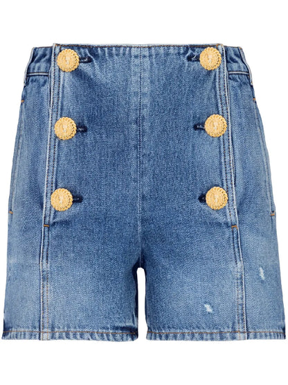 Buttoned High-Rise Denim Shorts