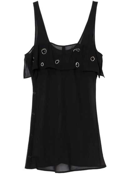 Gemstone-Embellished Silk Tank Top