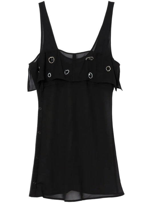 Gemstone-Embellished Silk Tank Top
