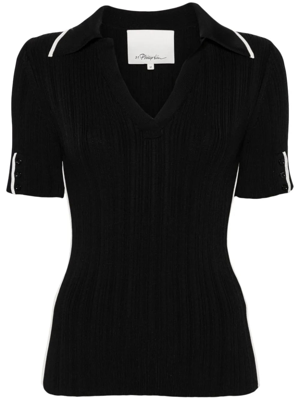 V-Neck Ribbed Polo Shirt
