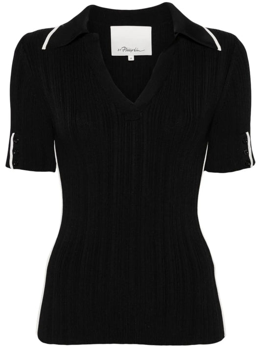 V-Neck Ribbed Polo Shirt