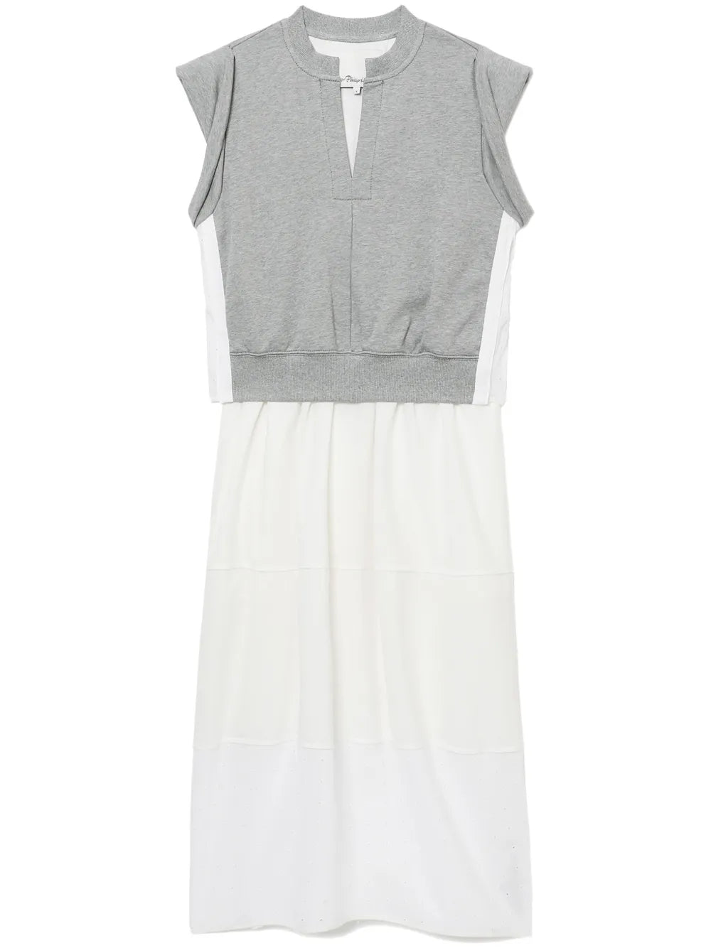 Layered Jersey-Panel Midi Dress