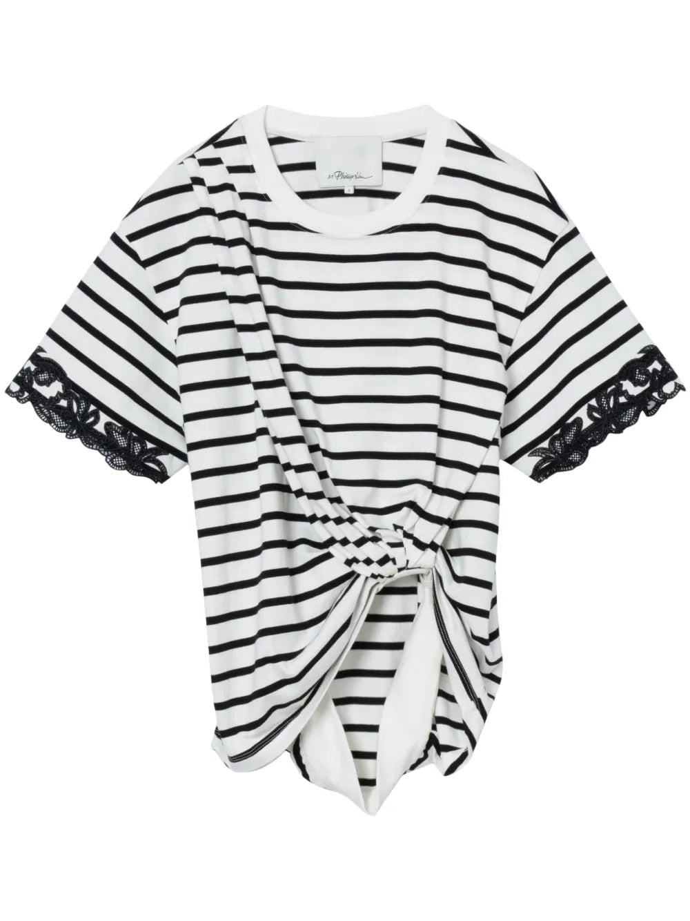 Lace-Trim Draped T-Shirt