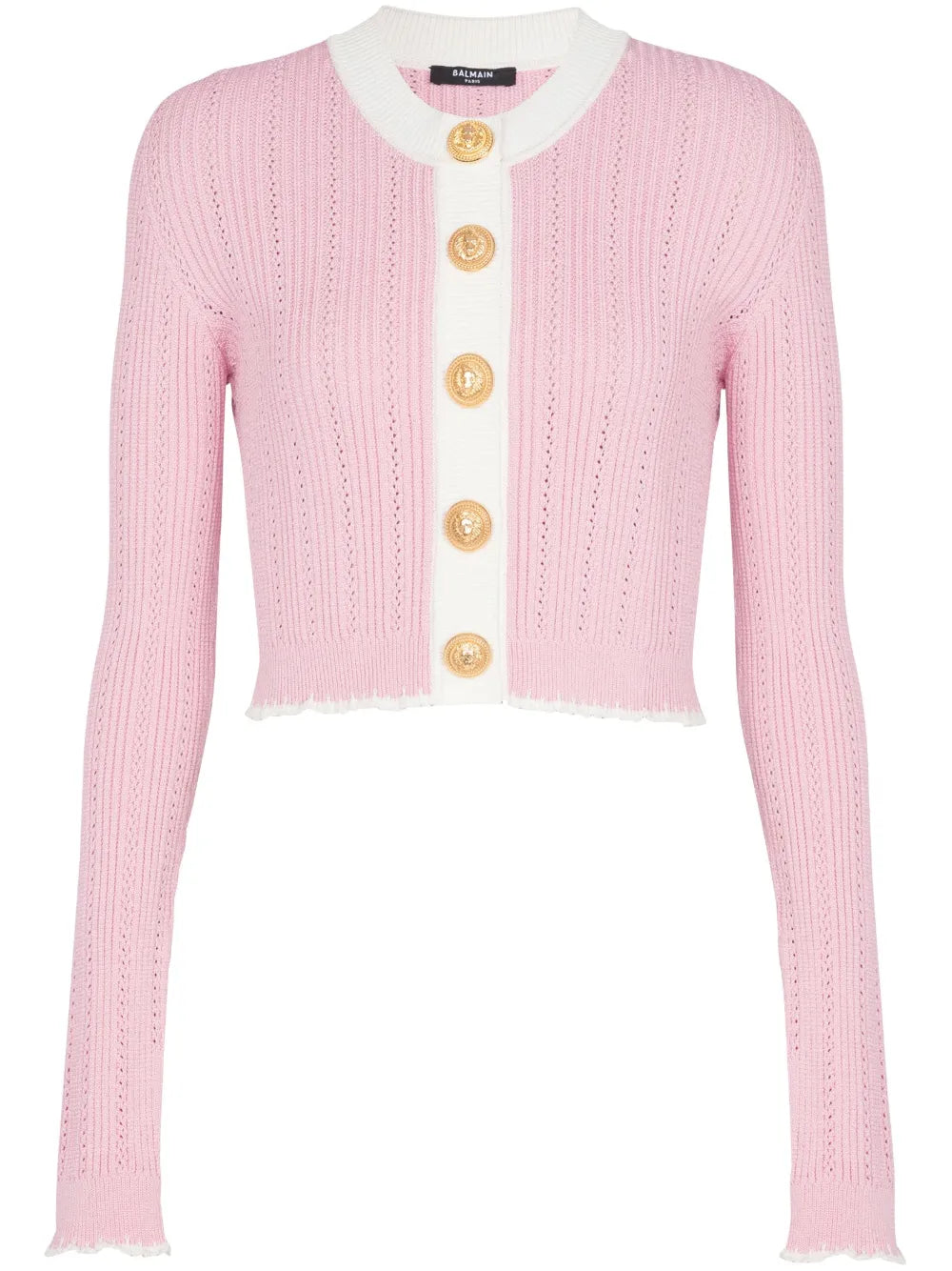 Pointelle-Knit Cropped Cardigan