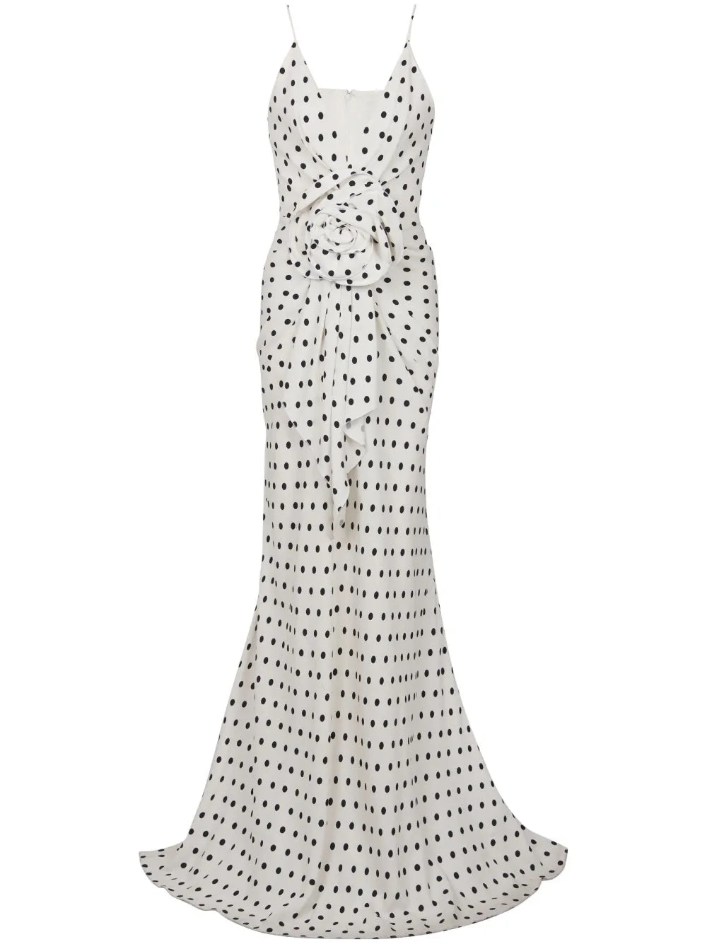 Polka Dot-Print Appliqué Gown