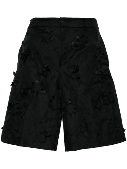 Floral-Appliqué Knee-Length Shorts