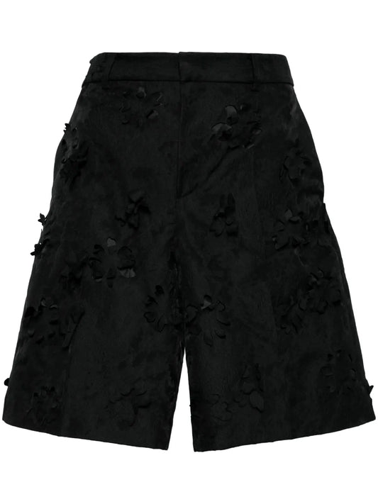 Floral-Appliqué Knee-Length Shorts