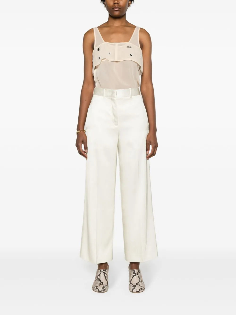 Crystal-Embellished Sheer Tank Top