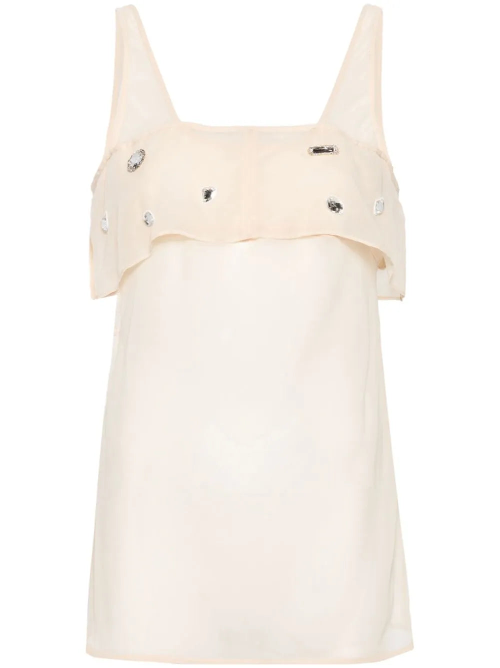 Crystal-Embellished Sheer Tank Top