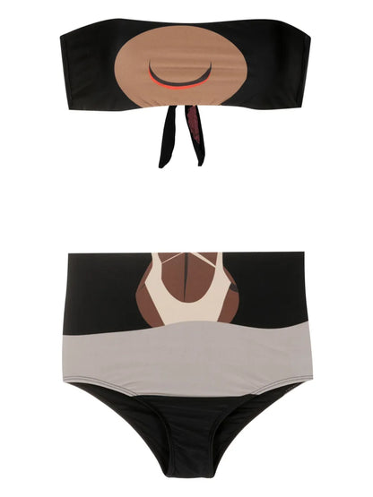 Graphic-Print Bandeau Bikini