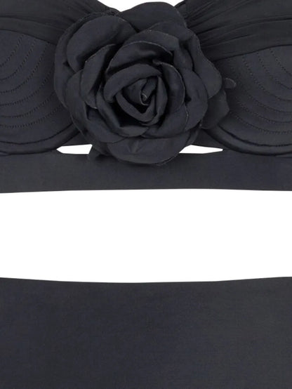 Floral-Appliqué One-Shoulder Bikini