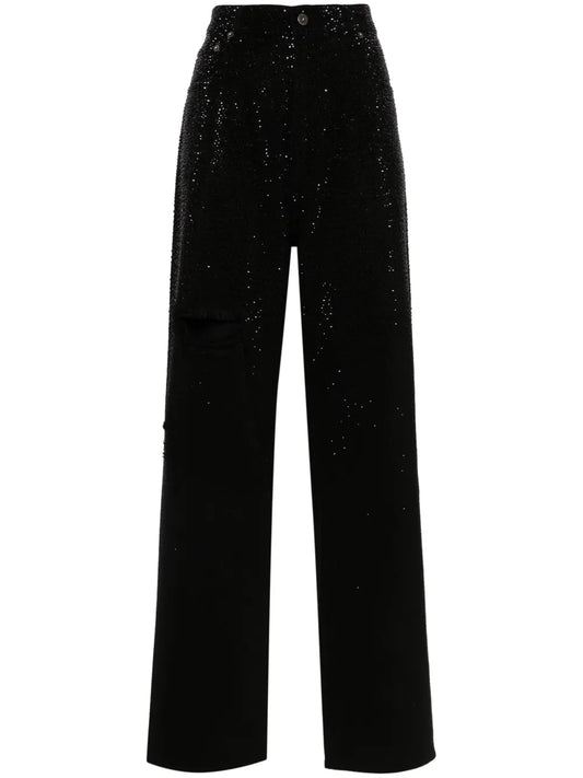 Crystal-Embellished Tapered Jeans