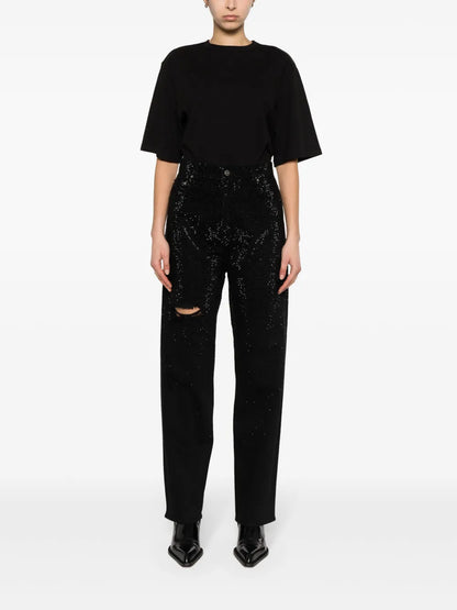 Crystal-Embellished Tapered Jeans