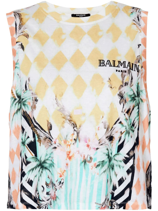 Baroque-Print Tank Top
