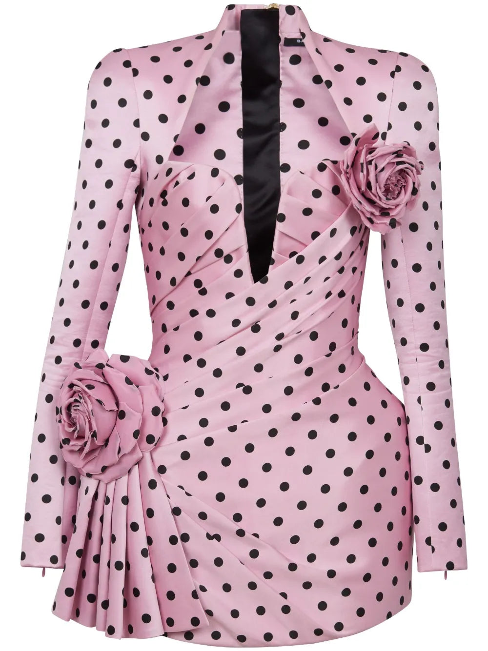 Polka Dot-Print Pleated Minidress
