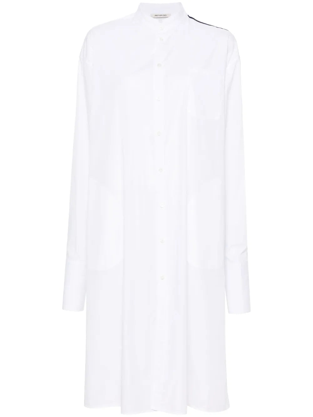Band-Collar Midi Shirt Dress