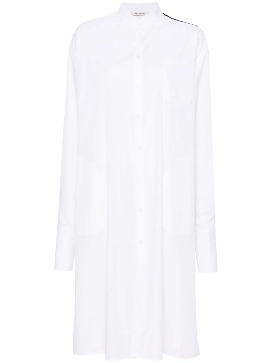 Band-Collar Midi Shirt Dress
