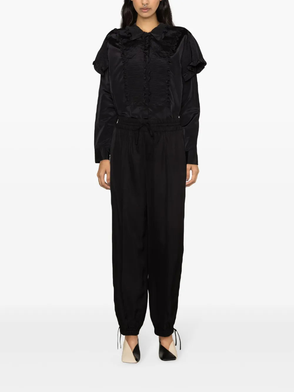 Ruffled Button-Up Blouse