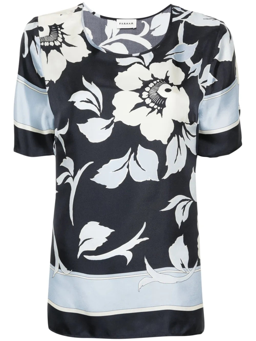 Floral-Print Silk Blouse