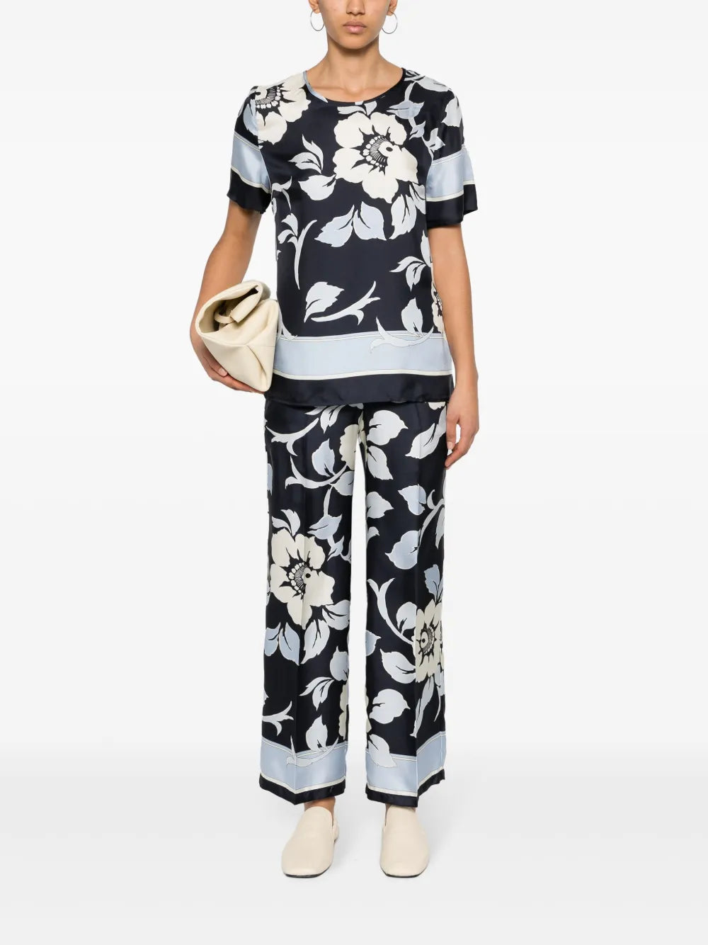 Floral-Print Silk Blouse