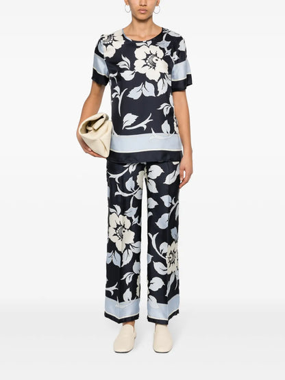 Floral-Print Silk Blouse