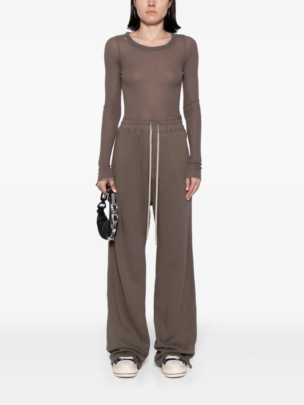 Drawstring Cotton Wide-Leg Trousers
