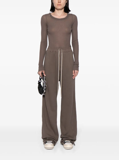 Drawstring Cotton Wide-Leg Trousers