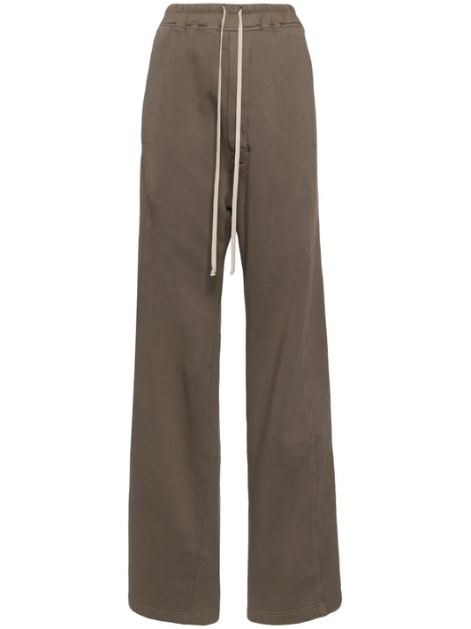Drawstring Cotton Wide-Leg Trousers