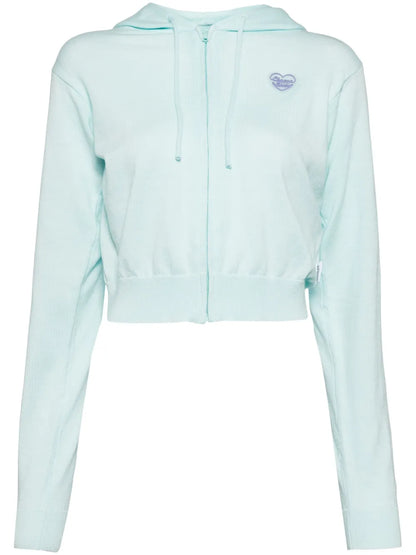 Heart-Appliqué Cropped Hoodie