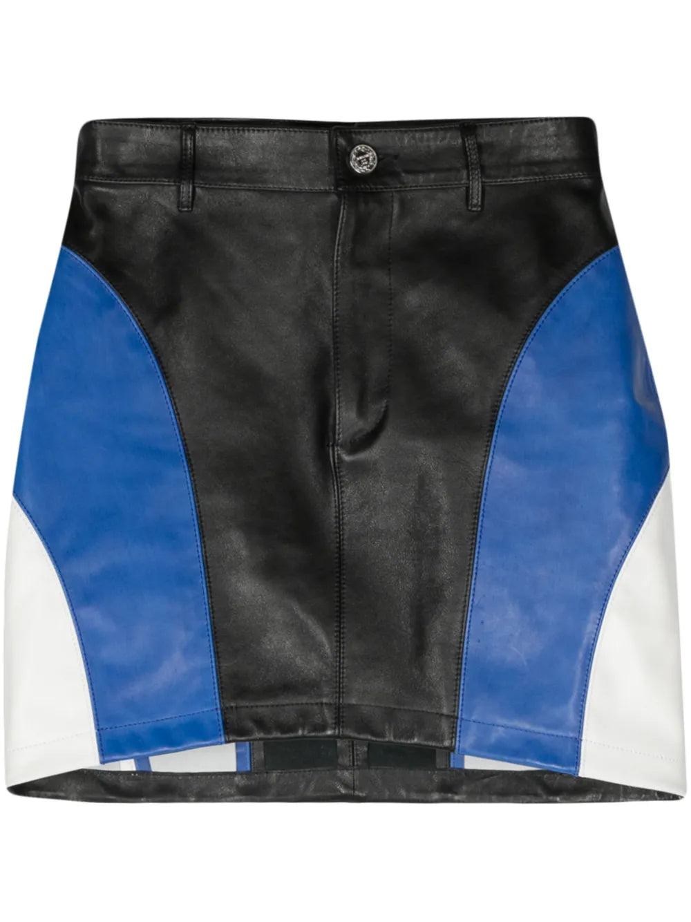 Colour-Block Leather Miniskirt