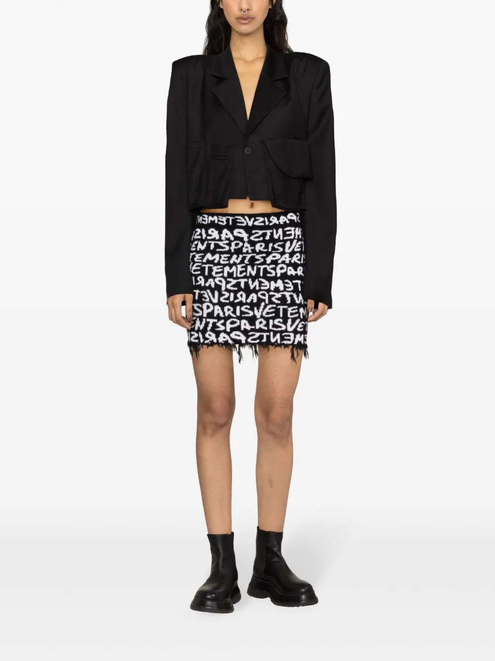 Monogram-Jacquard Merino Miniskirt