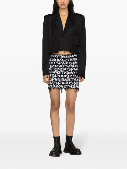 Monogram-Jacquard Merino Miniskirt