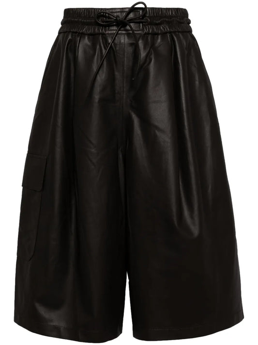 Knee-Length Leather Shorts