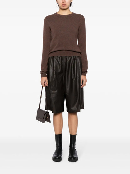 Knee-Length Leather Shorts